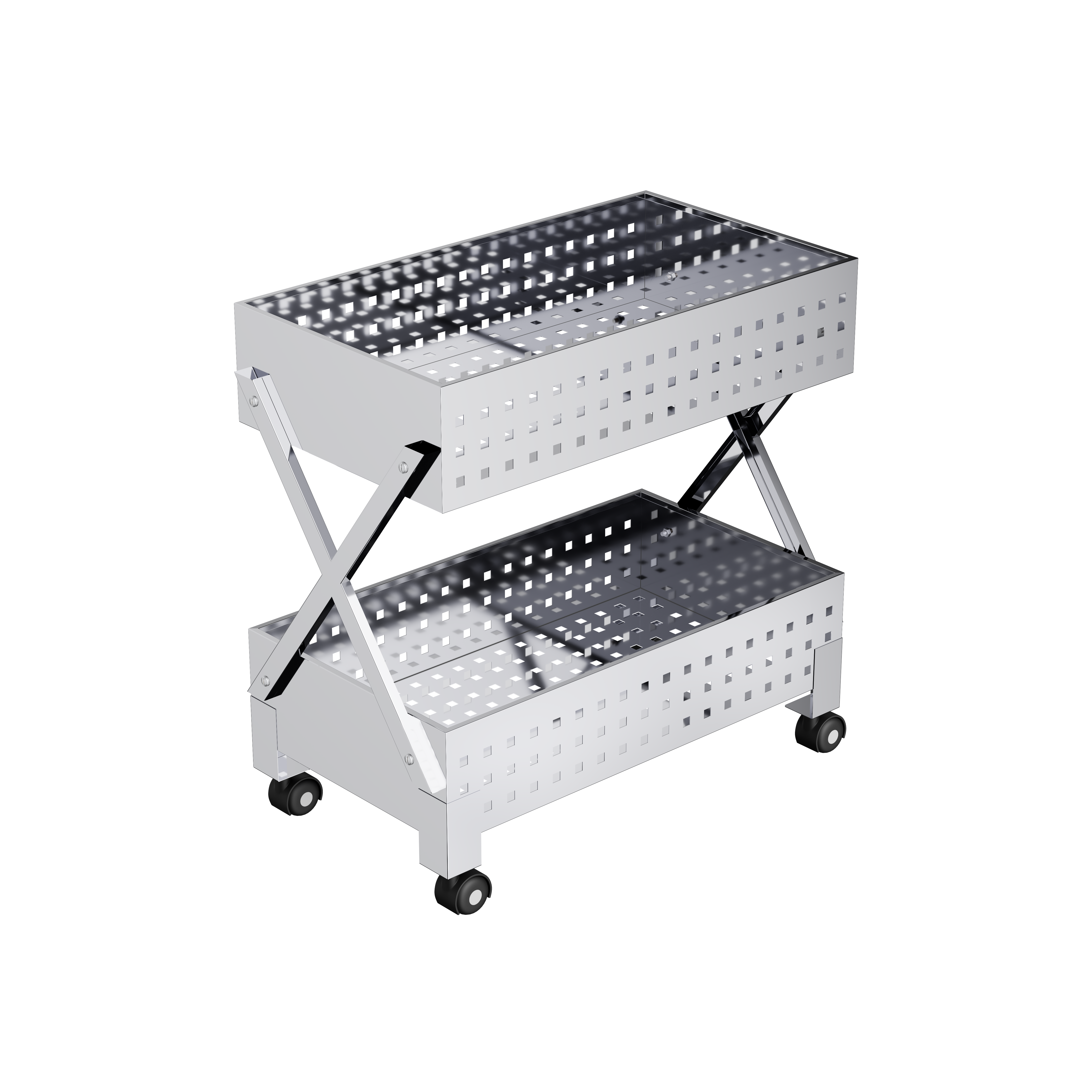 Premium 2 Tier Stainless Steel Kitchen Trolley with Wheels